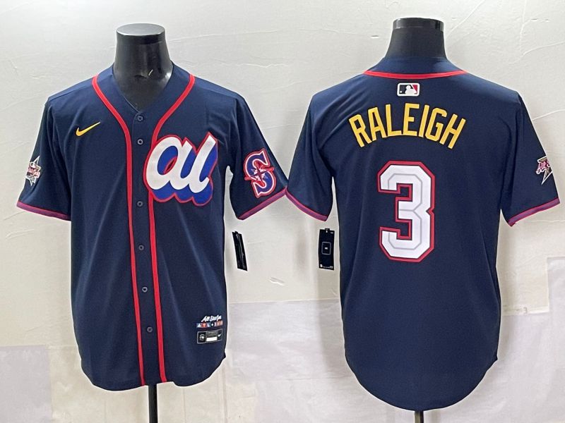 Men 2025 Seattle Mariners #3 Raleigh Drak Blue All star Nike MLB Jersey style 01